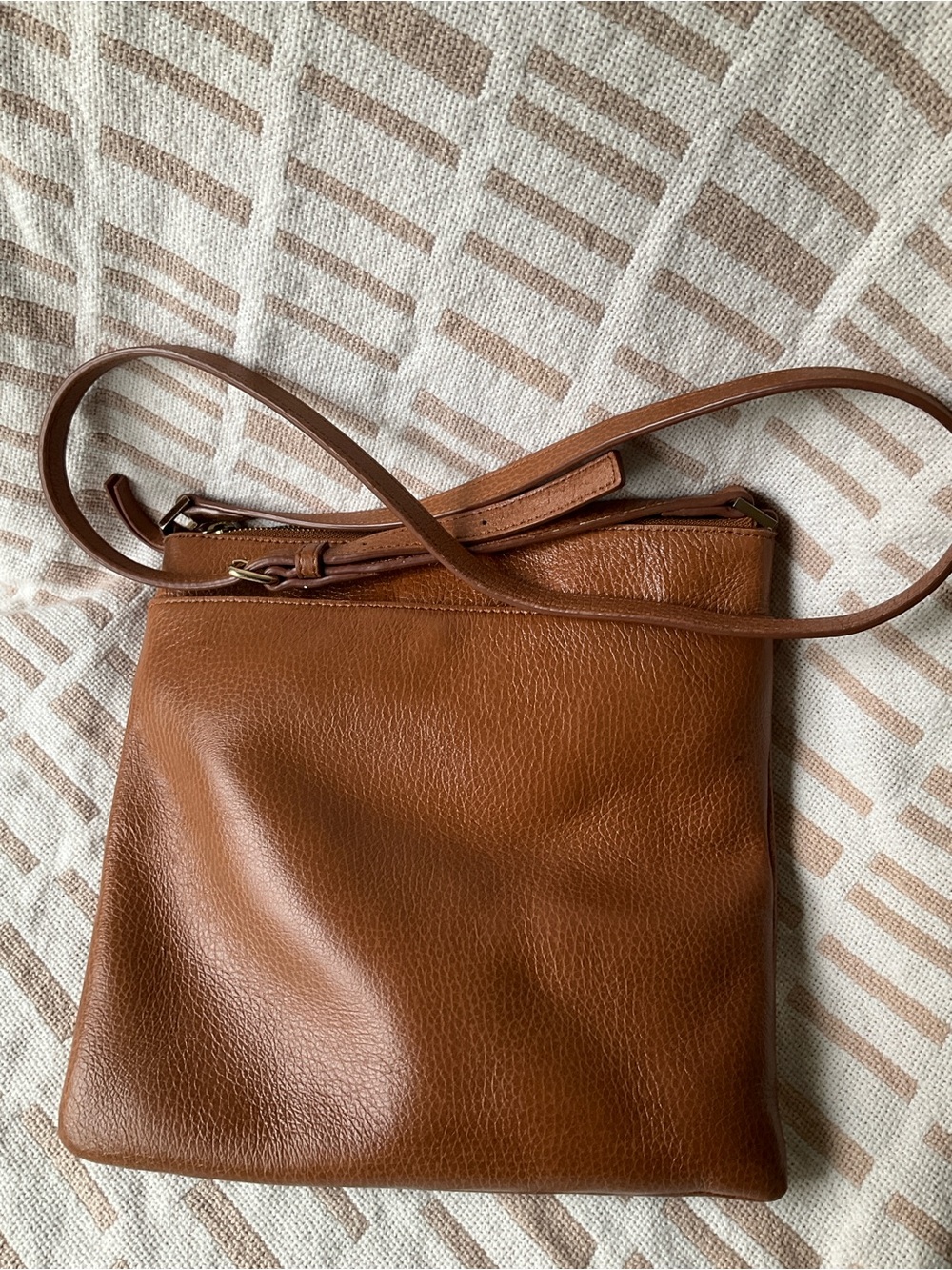 Halogen Cognac Leather Crossbody Bag